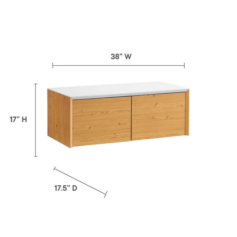 Kinetic 38 Wall-Mount Office Desk With Cabinet and Shelf