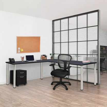 Kee 66 L-Desk with 42 Return, Beige/Black