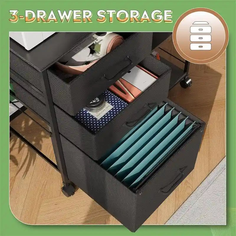 3 Drawer Mobile File Cabinet - 15.75D x 29.53W x 26.77H
