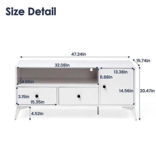 TV Stand Console Table RGB LED Light Cabinet Open Media Storage Gaming Entertainment Center - 47.24 L x 15.74 W x 20.47 H