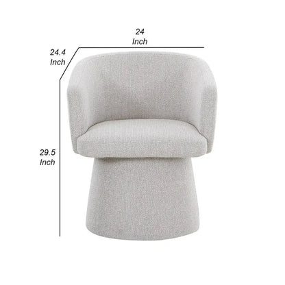 24 Inch Accent Dining Chair, Cushioned Seat and Windsor Back, Gray Linen