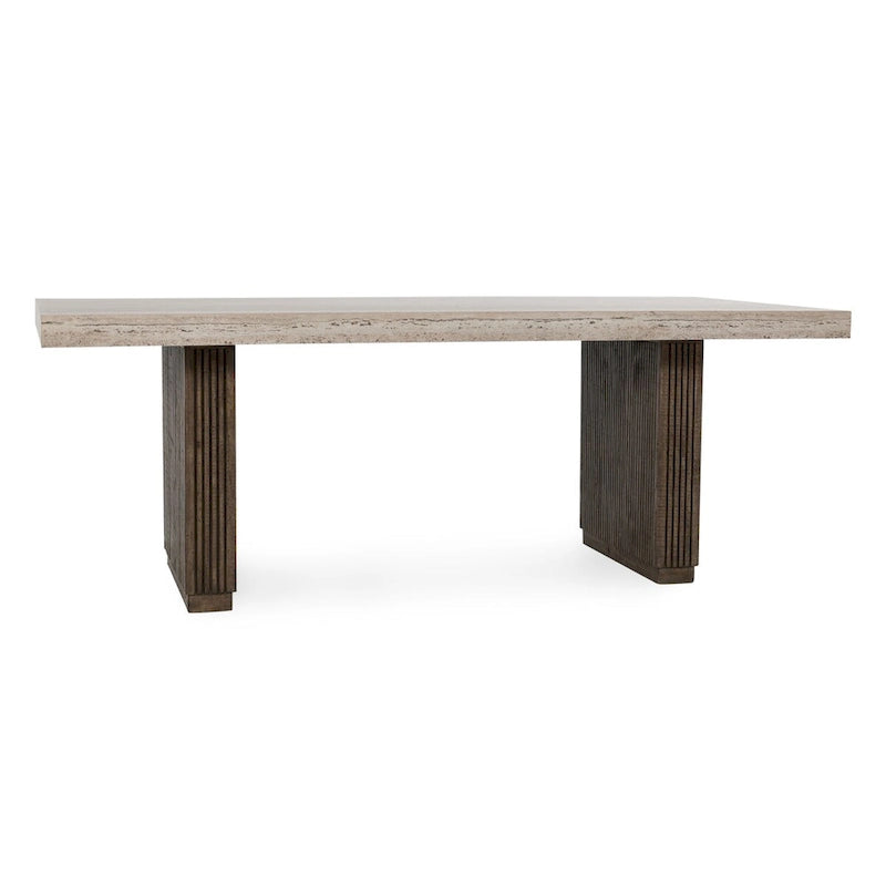 Ollie 82 Travertine Laminate Dining Table in Brown by Kosas Home