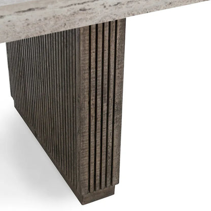 Ollie 82 Travertine Laminate Dining Table in Brown by Kosas Home
