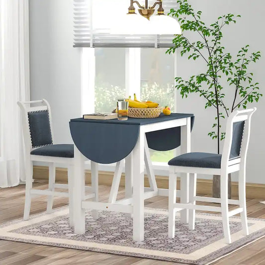 3-Piece Wood Counter Height Drop Leaf Dining Table Set
