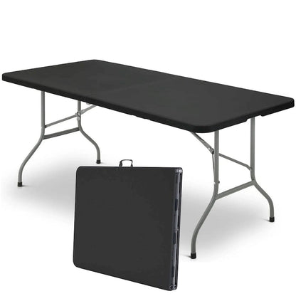 SUGIFT 6 ft Plastic Folding Table Portable Fold-in-Half Table