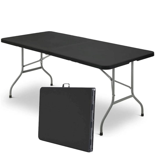 SUGIFT 6 ft Plastic Folding Table Portable Fold-in-Half Table