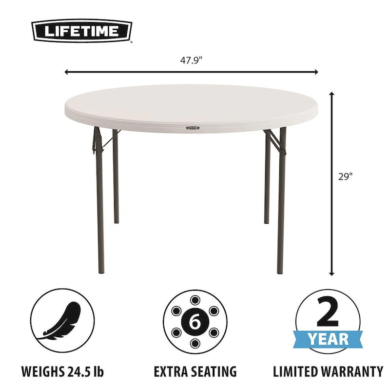 Lifetime 48 inch Round Nesting Table, Indoor/Outdoor Light Commercial Grade, White
