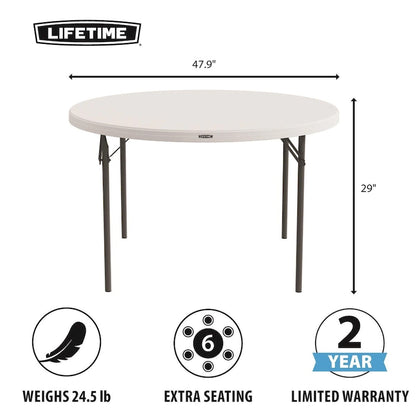 Lifetime 48 inch Round Nesting Table, Indoor/Outdoor Light Commercial Grade, White