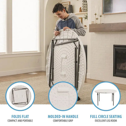 Lifetime 48 inch Round Nesting Table, Indoor/Outdoor Light Commercial Grade, White