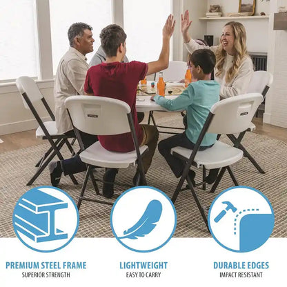 Lifetime 48 inch Round Nesting Table, Indoor/Outdoor Light Commercial Grade, White