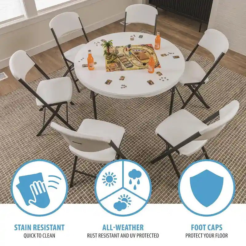 Lifetime 48 inch Round Nesting Table, Indoor/Outdoor Light Commercial Grade, White