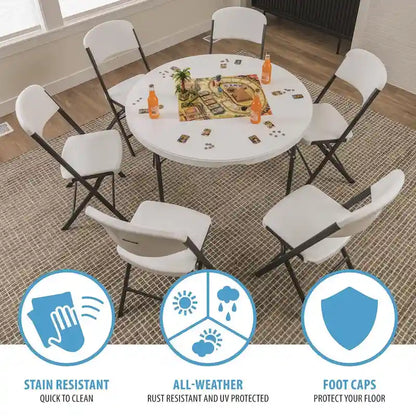 Lifetime 48 inch Round Nesting Table, Indoor/Outdoor Light Commercial Grade, White