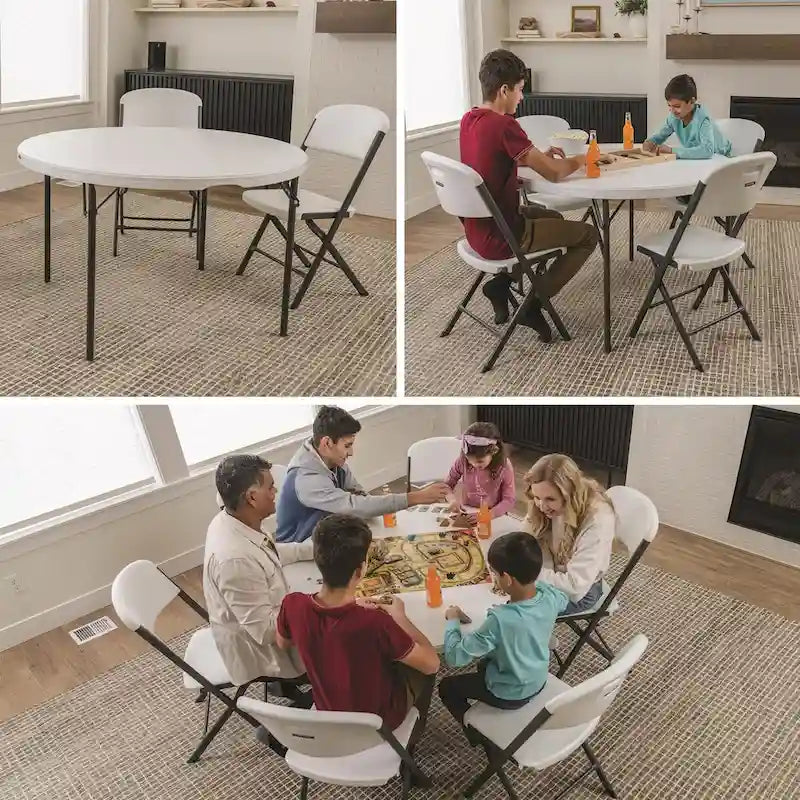Lifetime 48 inch Round Nesting Table, Indoor/Outdoor Light Commercial Grade, White