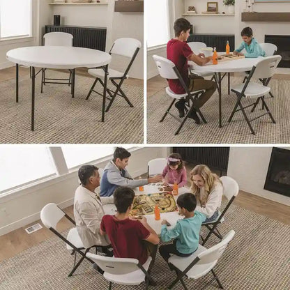 Lifetime 48 inch Round Nesting Table, Indoor/Outdoor Light Commercial Grade, White