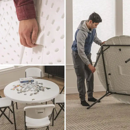 Lifetime 48 inch Round Nesting Table, Indoor/Outdoor Light Commercial Grade, White