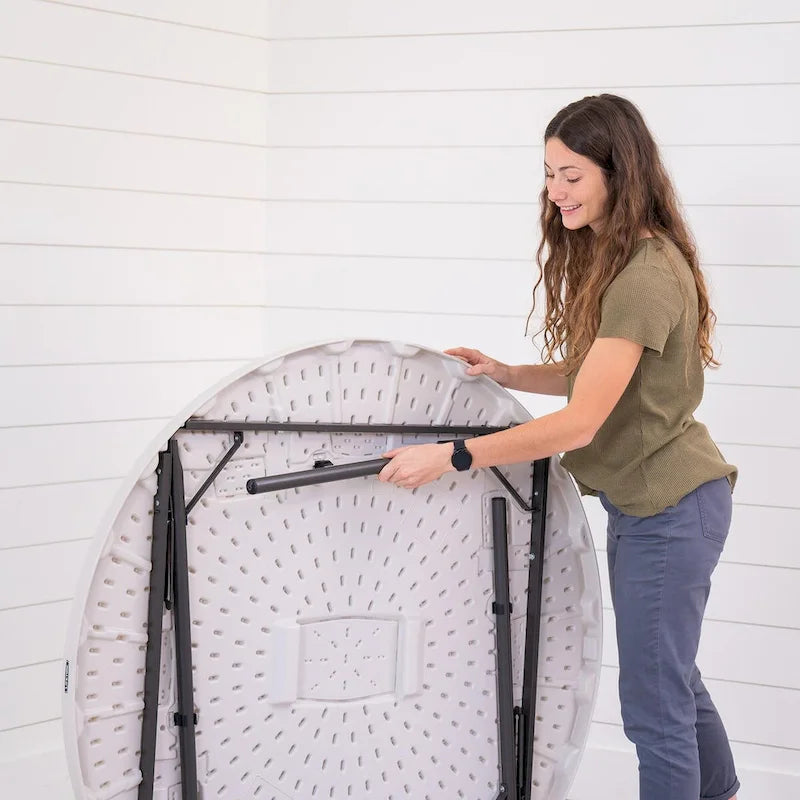 Lifetime 48 inch Round Nesting Table, Indoor/Outdoor Light Commercial Grade, White