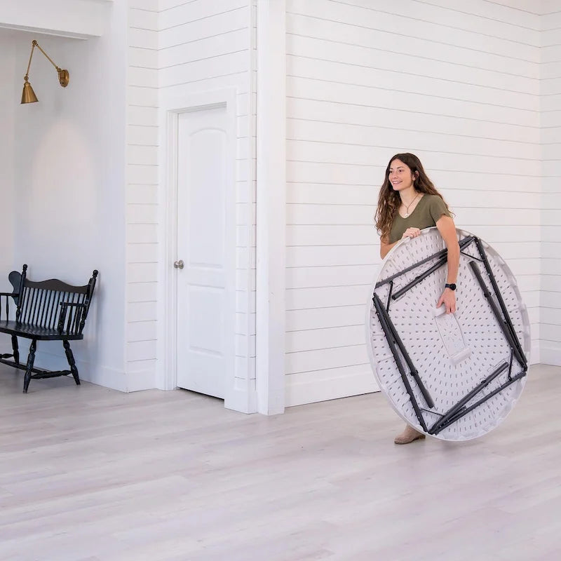 Lifetime 48 inch Round Nesting Table, Indoor/Outdoor Light Commercial Grade, White