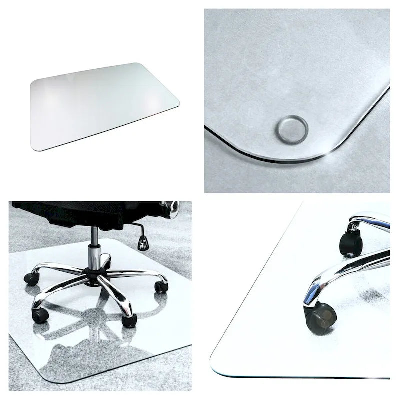 Glaciermat Heavy Duty Glass Chair Mat for Hard Floors & Carpets - 48 x 60