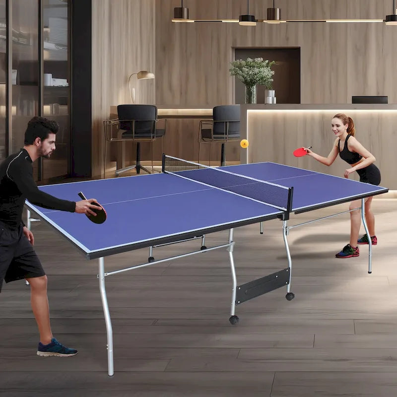 8FT Foldable Tennis Table Ping Pong Table Set, 2 Paddles & 3 Balls