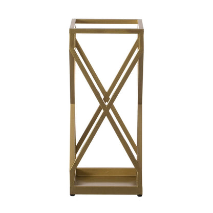 Decorative Gold Square X Design Umbrella Holder Stand for Indoor and Outdoor