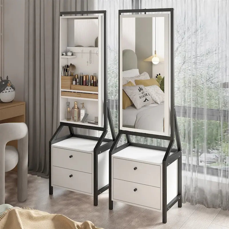 360 Swivel Jewelry Armoire & Makeup Mirror Cabinet
