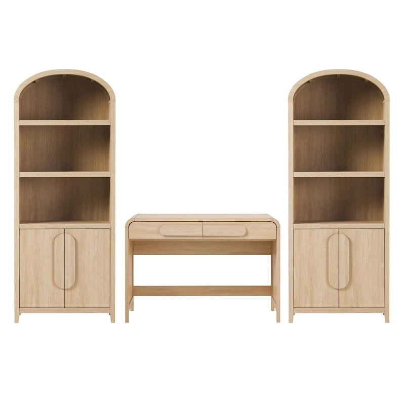 Middlebrook 3-Piece Set Writing Desk with 2 Cabinet Bookcases