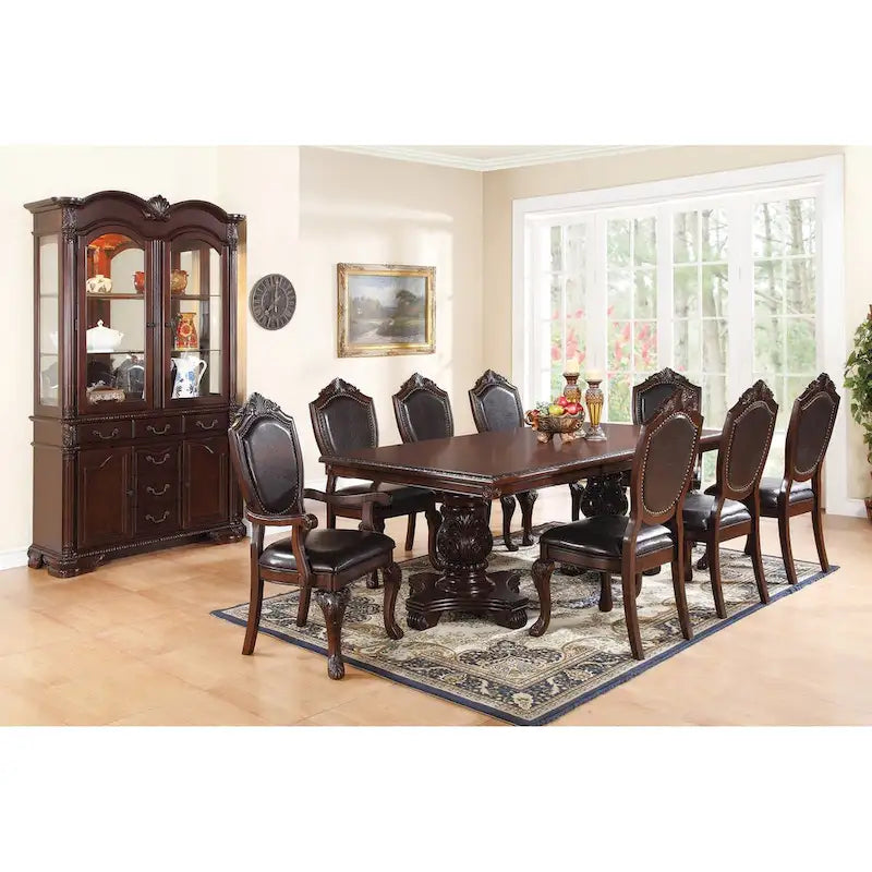 Dining Arm Chairs With Faux Leather Upholstery, Set Of 2, Dark Brown