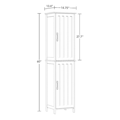 RiverRidge Monroe Tall Bathroom Storage Linen Cabinet and Organizer with Doors and Adjustable Shelves - White