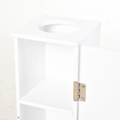Bathroom Toilet Paper Cabinet, Corner Floor Cabinet with Doors and Shelves