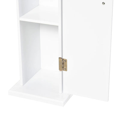 Bathroom Toilet Paper Cabinet, Corner Floor Cabinet with Doors and Shelves