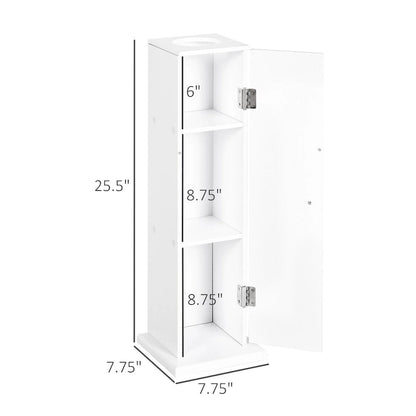 Bathroom Toilet Paper Cabinet, Corner Floor Cabinet with Doors and Shelves