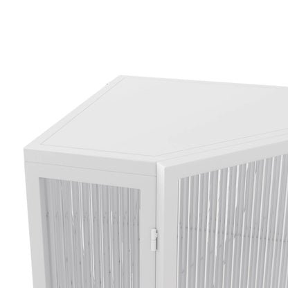 Floor Coner Cabinet, 3 Tiers with Tempered Glass Doors and Storage Shelves