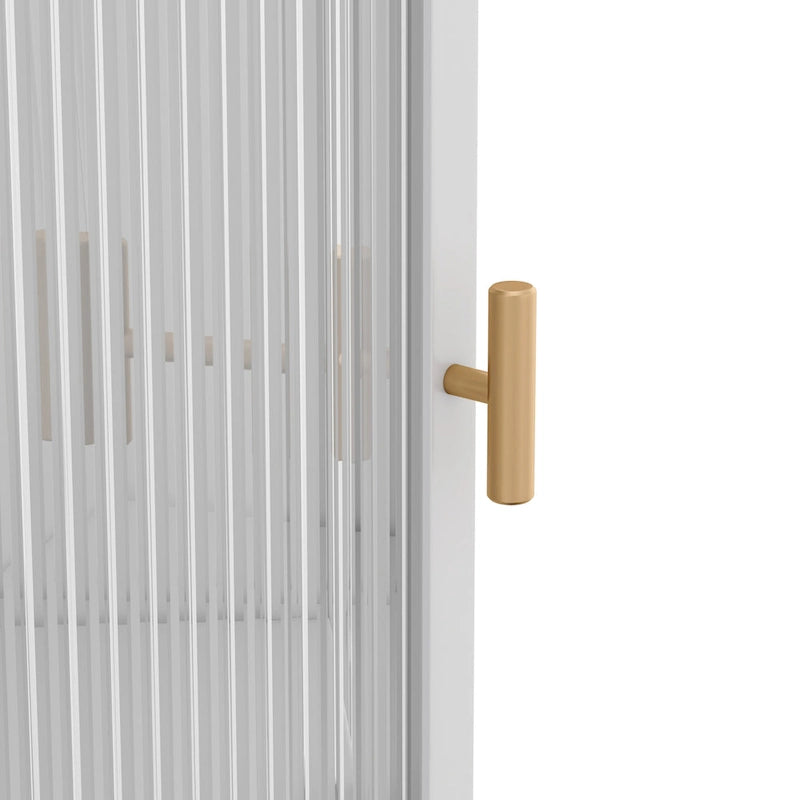 Floor Coner Cabinet, 3 Tiers with Tempered Glass Doors and Storage Shelves