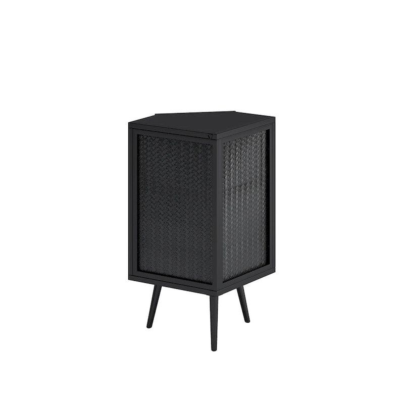 Floor Coner Cabinet, 3 Tiers with Tempered Glass Doors and Storage Shelves