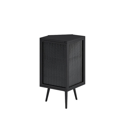 Floor Coner Cabinet, 3 Tiers with Tempered Glass Doors and Storage Shelves