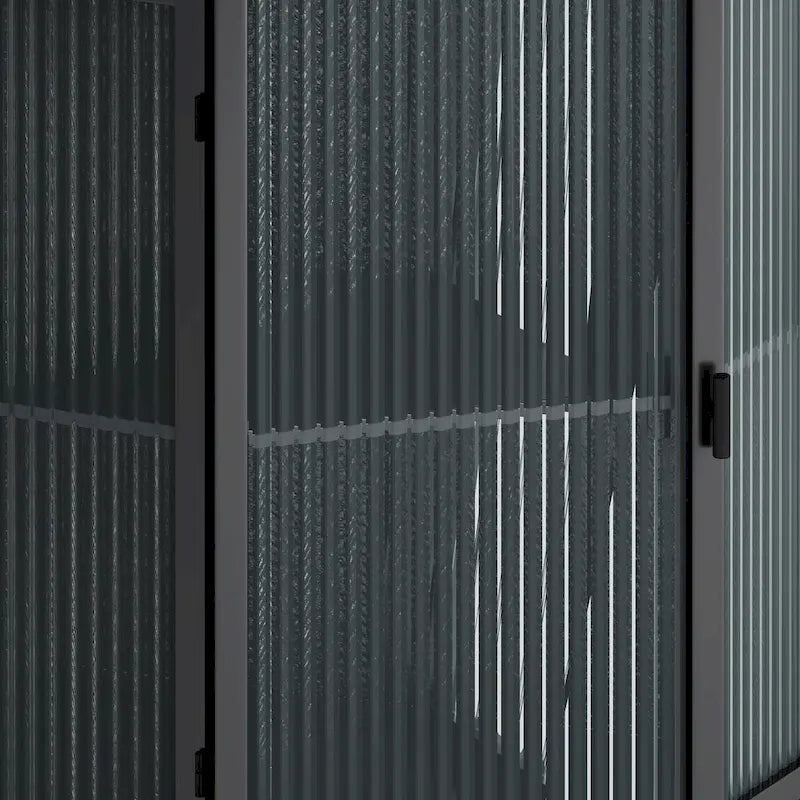 Floor Coner Cabinet, 3 Tiers with Tempered Glass Doors and Storage Shelves