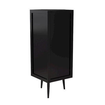 Floor Coner Cabinet, 3 Tiers with Tempered Glass Doors and Storage Shelves