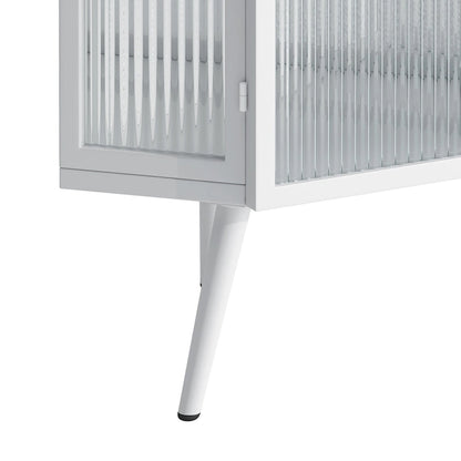 Floor Coner Cabinet, 3 Tiers with Tempered Glass Doors and Storage Shelves