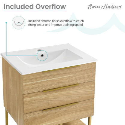 Carre 24 Bathroom Vanity in Oak