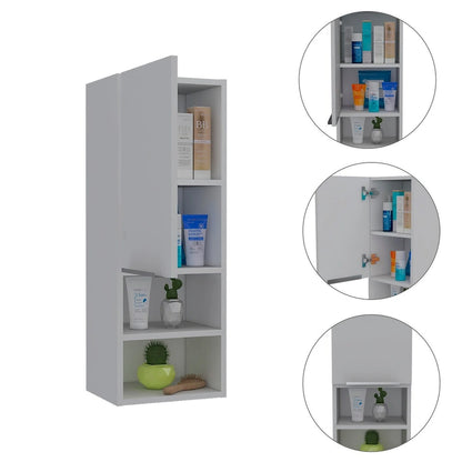 Mila Bathroom Cabinet, Two Internal Shelves, Two External Shelves, Single Door -White