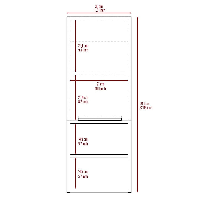 Mila Bathroom Cabinet, Two Internal Shelves, Two External Shelves, Single Door -White