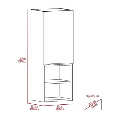 Mila Bathroom Cabinet, Two Internal Shelves, Two External Shelves, Single Door -White