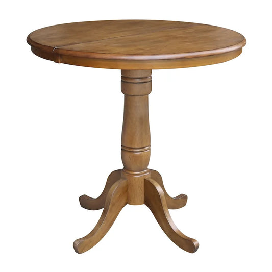 36 Round Pedestal Table with 12 Leaf in Pecan
