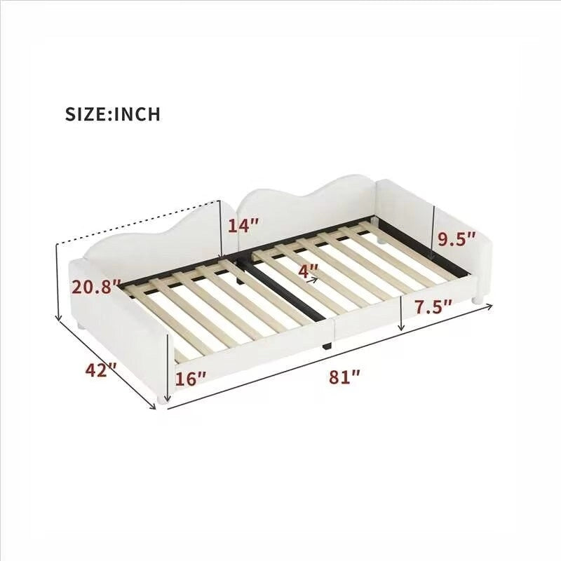 Twin size Upholstered Daybed with Cloud-Shaped Backrest