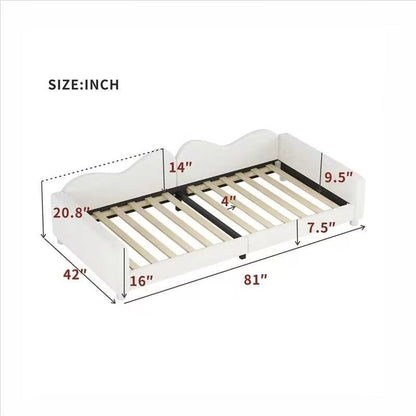 Twin size Upholstered Daybed with Cloud-Shaped Backrest
