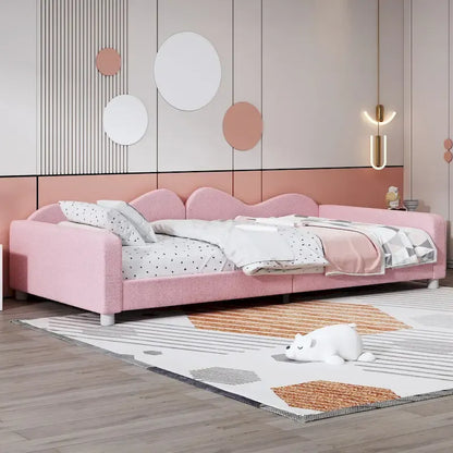 Twin size Upholstered Daybed with Cloud-Shaped Backrest