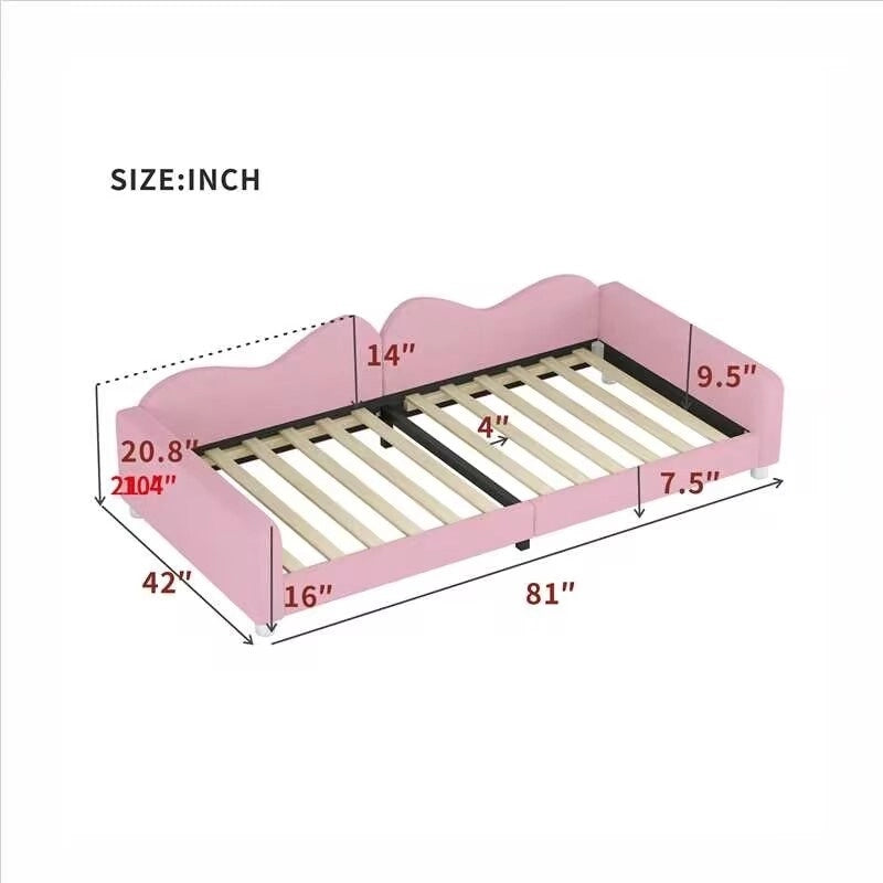 Twin size Upholstered Daybed with Cloud-Shaped Backrest