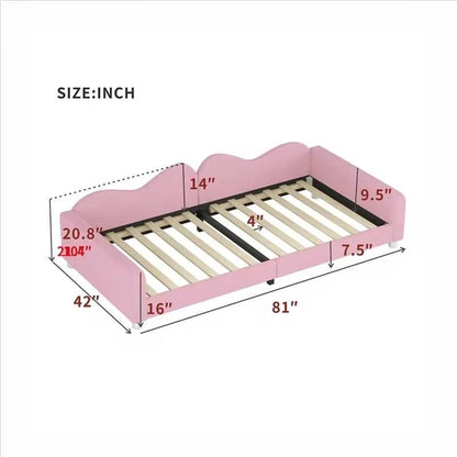 Twin size Upholstered Daybed with Cloud-Shaped Backrest