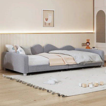 Twin size Upholstered Daybed with Cloud-Shaped Backrest