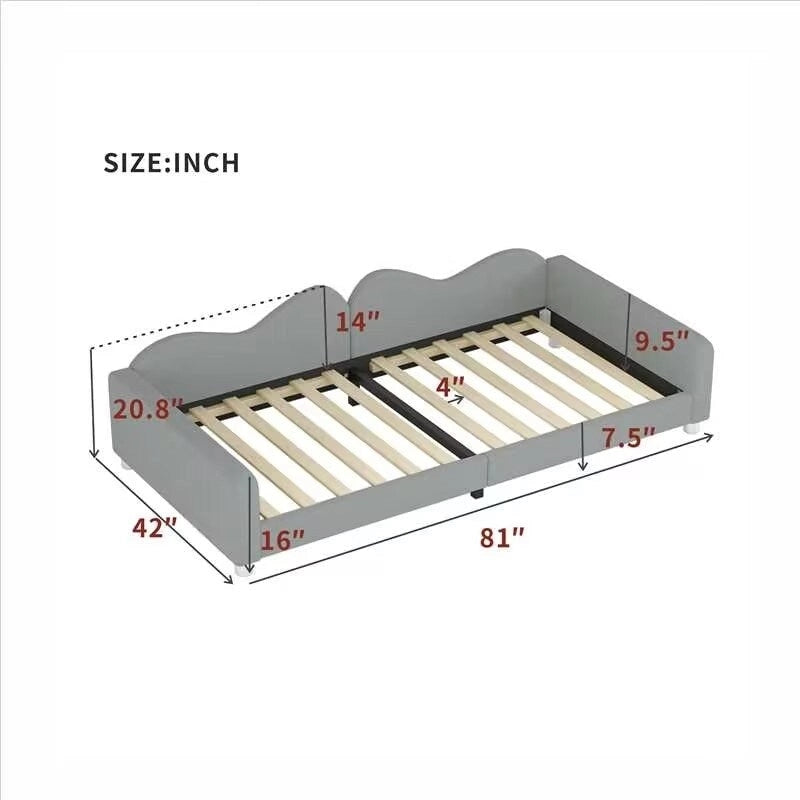 Twin size Upholstered Daybed with Cloud-Shaped Backrest
